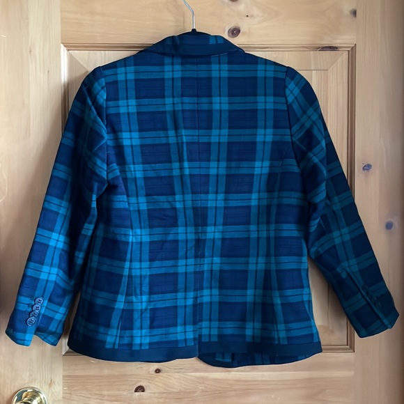Club Monaco Navy Green Plaid Blazer, size 8 - Picture 8 of 9